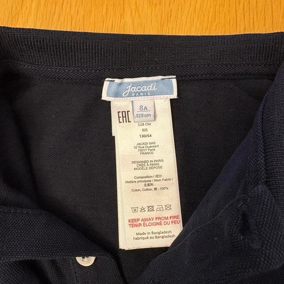 2 Jacadi long sleeve Polo Shirts, boys aged 8 - Picture 3 of 3